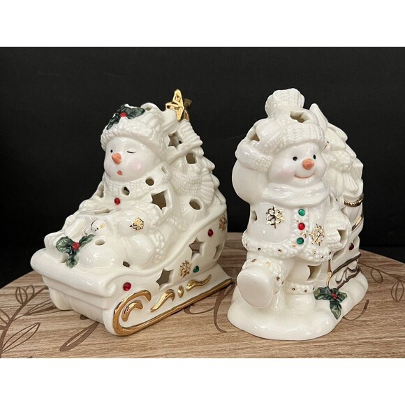 Holiday Home Accent Other - Holiday Home Accents Snow Kids Tealight Candle Holders Set